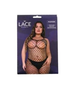 Lace by LJ Plus Size Footless Crochet Bodystocking n12900 lace by lj plus size crochet bodystocking pkg
