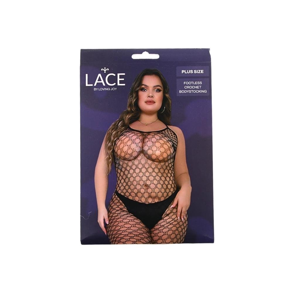 Lace by LJ Plus Size Footless Crochet Bodystocking Lace by LJ Plus Size Footless Crochet Bodystocking - Image 8