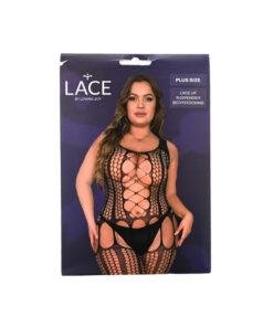 n12901 lace by lj plus size lace up suspender bodystocking pkg