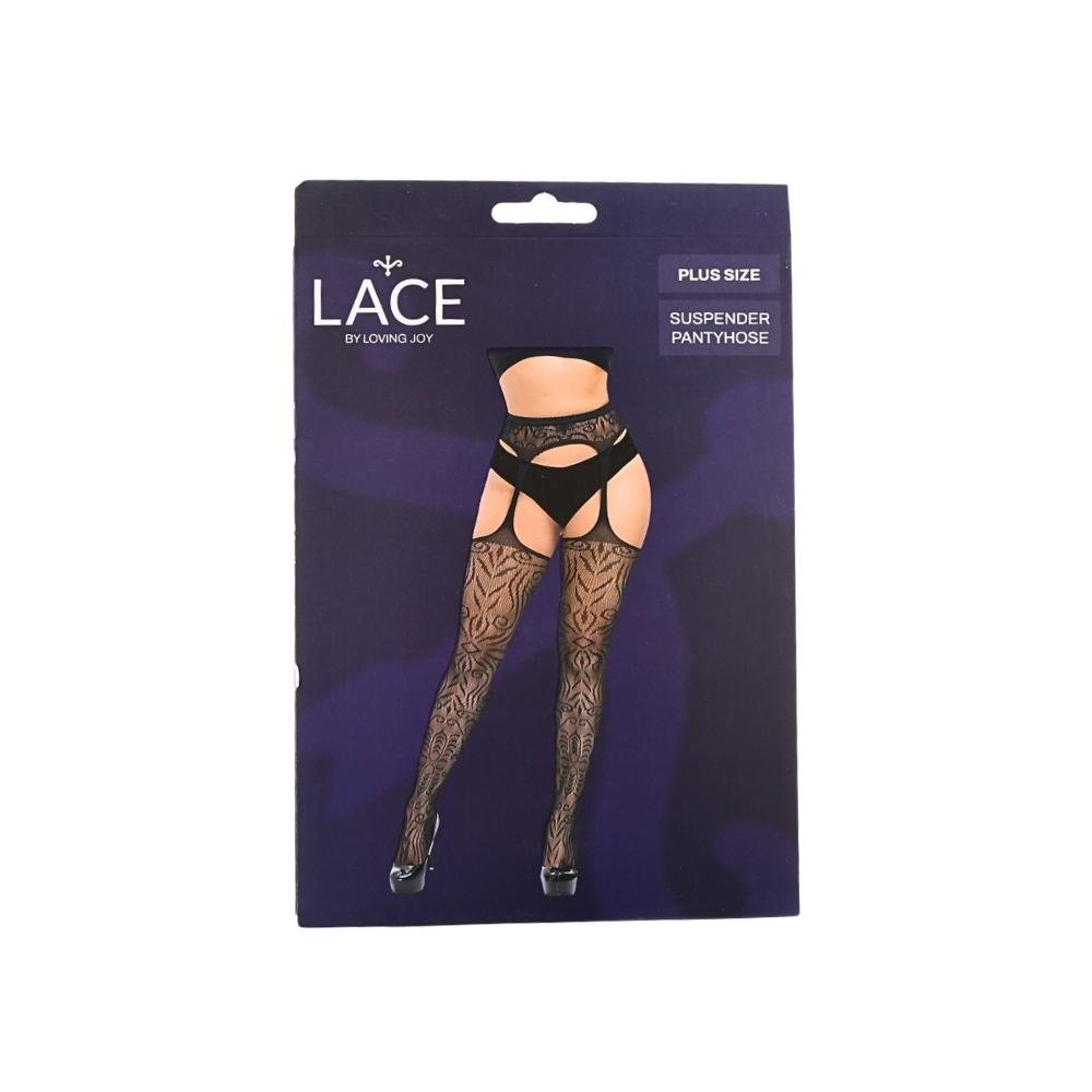 Lace by LJ Plus Size Suspender Pantyhose Lace by LJ Plus Size Suspender Pantyhose - Image 9