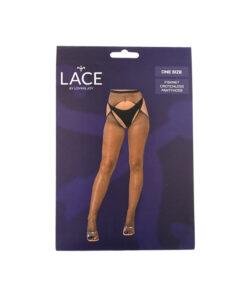 n12906 lace by lj fishnet crotchless pantyhose black pkg