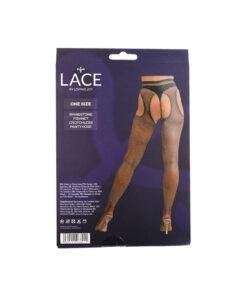 Lace by LJ Rhinestone Fishnet Crotchless Pantyhose Black n12907 lace bylj rhine stone fishnet crothless pantyhose black pkg bk