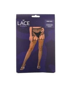 n12908 lace by lj rhinestone suspender tights black pkg