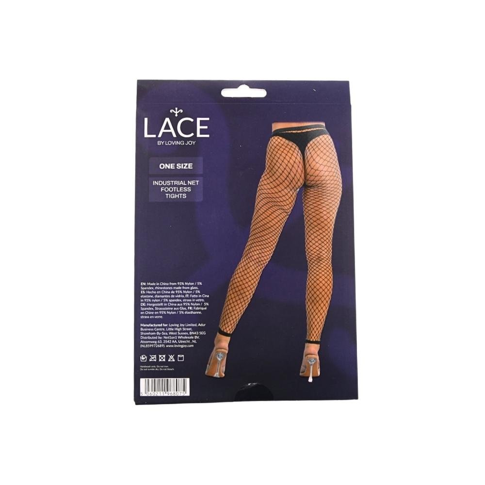 Lace by LJ One Size Industrial Net Footless Tights Black Lace by LJ One Size Industrial Net Footless Tights Black - Image 6