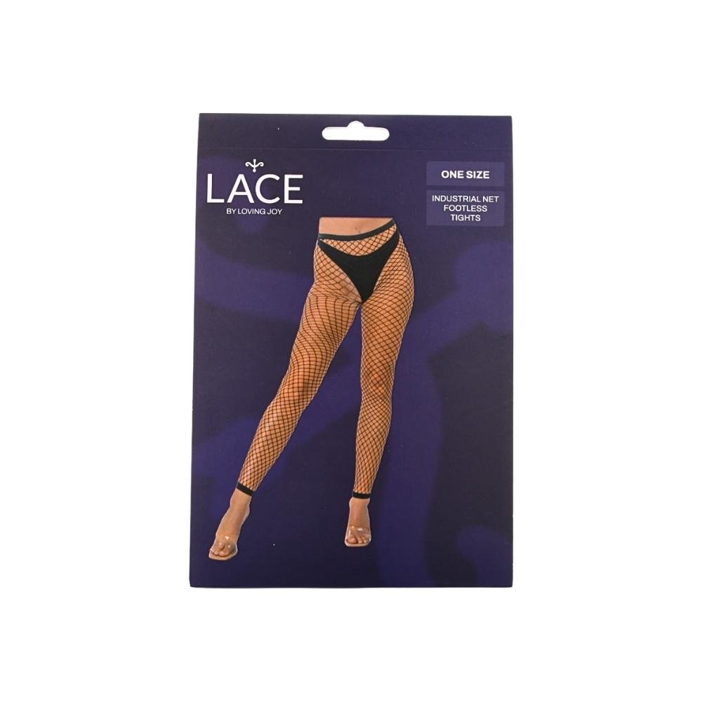 Lace by LJ One Size Industrial Net Footless Tights Black Lace by LJ One Size Industrial Net Footless Tights Black - Image 5