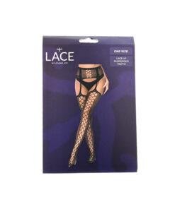 Lace by LJ Lace Up Suspender Tights Black n12910 lace by lj lace up suspender tights pkg