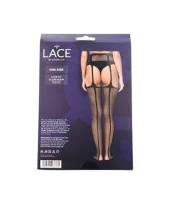 Lace by LJ Lace Up Suspender Tights Black n12910 lace by lj lace up suspender tights pkg bk