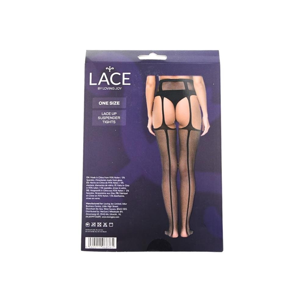 Lace by LJ Lace Up Suspender Tights Black Lace by LJ Lace Up Suspender Tights Black - Image 8