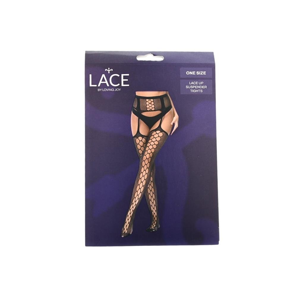 Lace by LJ Lace Up Suspender Tights Black Lace by LJ Lace Up Suspender Tights Black - Image 7