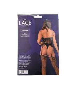 Lace by LJ Lace Suspender Bodystocking Black n12916 lace by lj lace suspender bodystocking black pkg bk