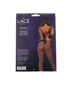 Lace by LJ Rhinestone Crotchless Long Sleeved Bodystocking Black Lace by LJ Rhinestone Crotchless Long Sleeved Bodystocking Black - Image 7