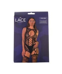 n12923 lace by lj cut out lace suspender bodystocking black pkg