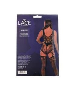 n12923 lace by lj cut out lace suspender bodystocking black pkg bk