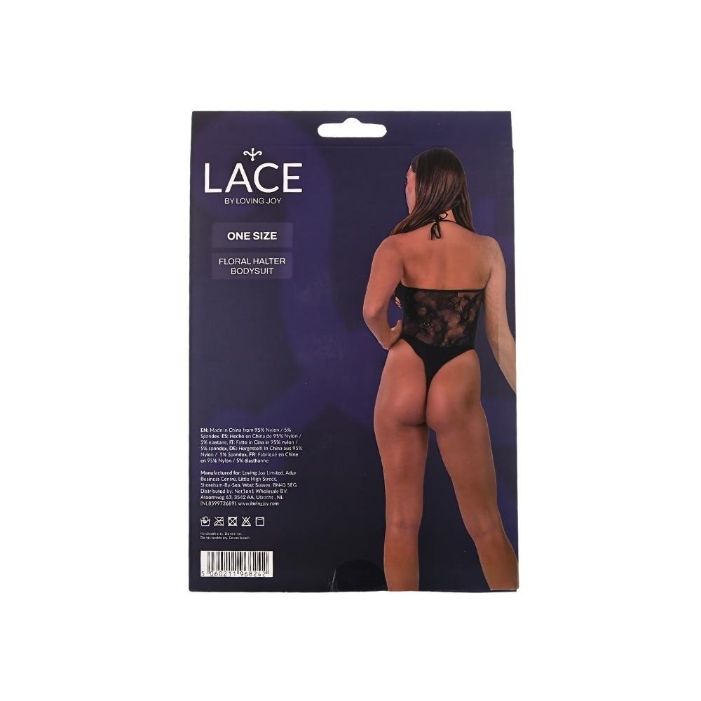 Lace by LJ Floral Halter Bodysuit Black Lace by LJ Floral Halter Bodysuit Black - Image 7