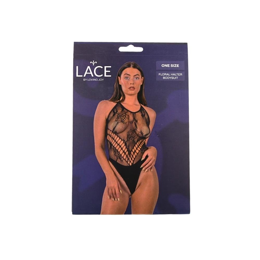 Lace by LJ Floral Halter Bodysuit Black Lace by LJ Floral Halter Bodysuit Black - Image 6