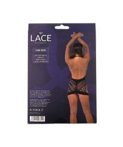Lace by LJ Halter Neck Dress with Faux Lace Up Front Black - Image 7