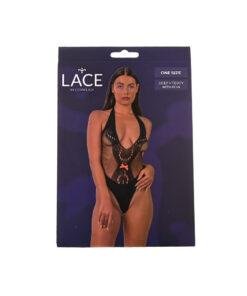 Lace by LJ Deep V Teddy with Bow Black Lace by LJ Deep V Teddy with Bow Black - Image 6