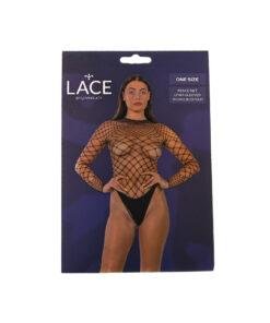 n12934 lace by lj fence net long sleeved thong bodysuit black pkg