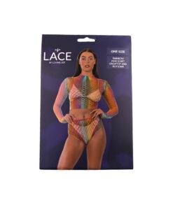 Lace by LJ Rainbow Fence Net Crop Top and Bottoms n12936 lace by lj rainbow fence net crop top and bottoms pkg