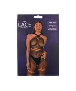 n12947 lace by lj crossover neck crotchless bodystocking pkg