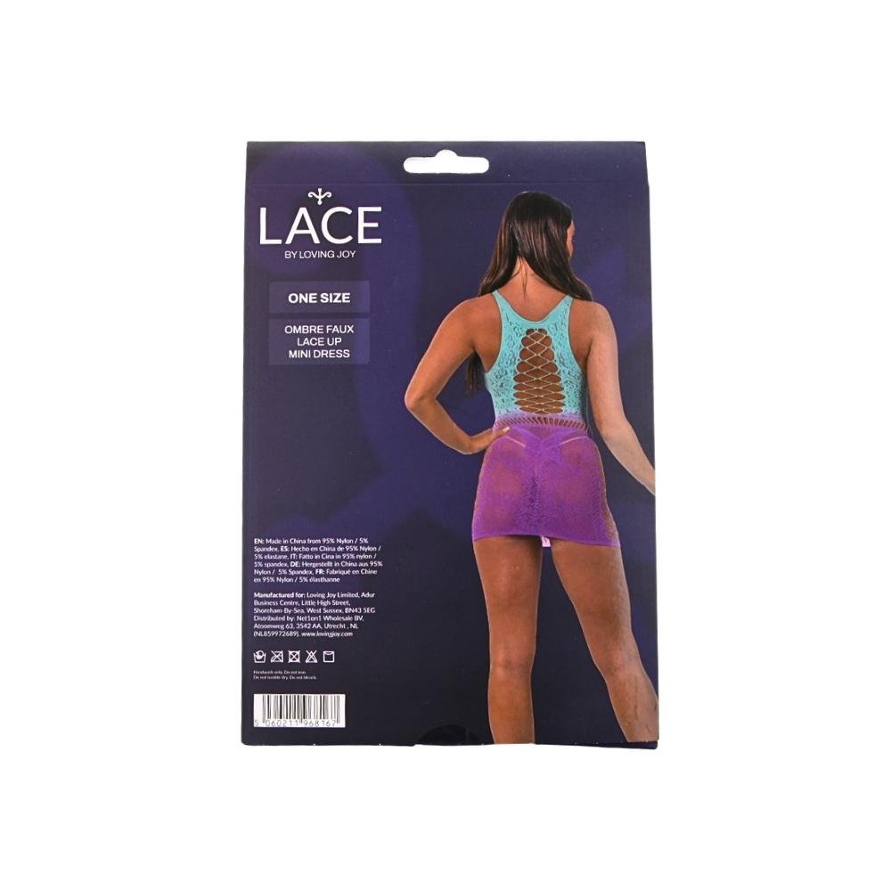 Lace by LJ Ombre Faux Lace Up Mini Dress Lace by LJ Ombre Faux Lace Up Mini Dress - Image 8