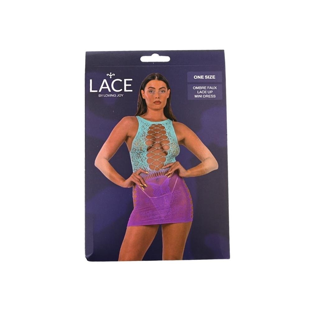 Lace by LJ Ombre Faux Lace Up Mini Dress Lace by LJ Ombre Faux Lace Up Mini Dress - Image 7