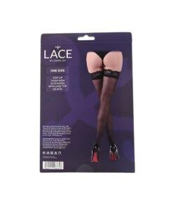 Lace by LJ Stay Up Thigh High Stockings with Lace Top ns8096 lace by lj stay up thigh high stockings with lace top black pkg bk