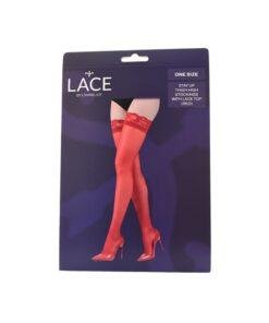 Lace by LJ Stay Up Thigh High Stockings with Lace Top ns8098 lace by lj stay up thigh high stockings with lace top red pkg
