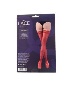 Lace by LJ Stay Up Thigh High Stockings with Lace Top ns8098 lace by lj stay up thigh high stockings with lace top red pkg bk