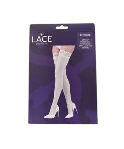 Lace by LJ Stay Up Thigh High Stockings with Lace Top ns8099 lace by lj stay up thigh high stockings with lace top white pkg