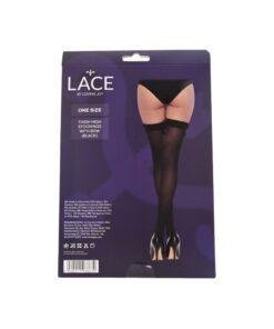 Lace by LJ Thigh High Stockings with Bow ns8100 lace by lj thigh high stockings with bow black pkg bk