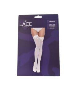 Lace by LJ Thigh High Stockings with Bow ns8101 lace by lj thigh high stockings with bow white pkg