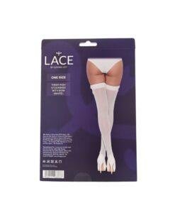 Lace by LJ Thigh High Stockings with Bow ns8101 lace by lj thigh high stockings with bow white pkg bk