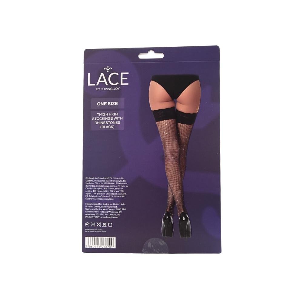 Lace by LJ Fishnet Thigh High Stockings with Rhinestones Lace by LJ Fishnet Thigh High Stockings with Rhinestones - Image 8