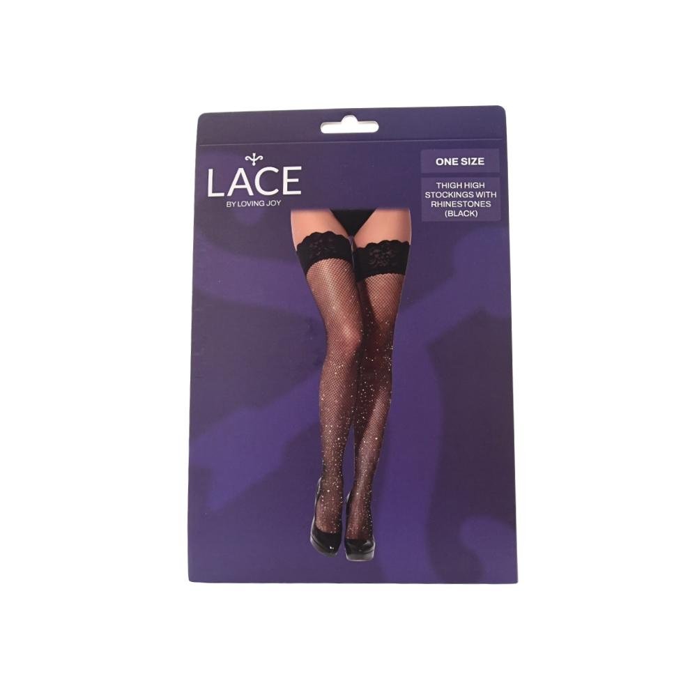 Lace by LJ Fishnet Thigh High Stockings with Rhinestones Lace by LJ Fishnet Thigh High Stockings with Rhinestones - Image 7