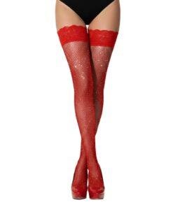 Lace by LJ Fishnet Thigh High Stockings with Rhinestones ns8120 lace by lj fishnet thigh high stockings with rhinestones red 2