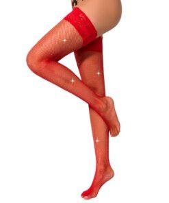 Lace by LJ Fishnet Thigh High Stockings with Rhinestones ns8120 lace by lj fishnet thigh high stockings with rhinestones red 5