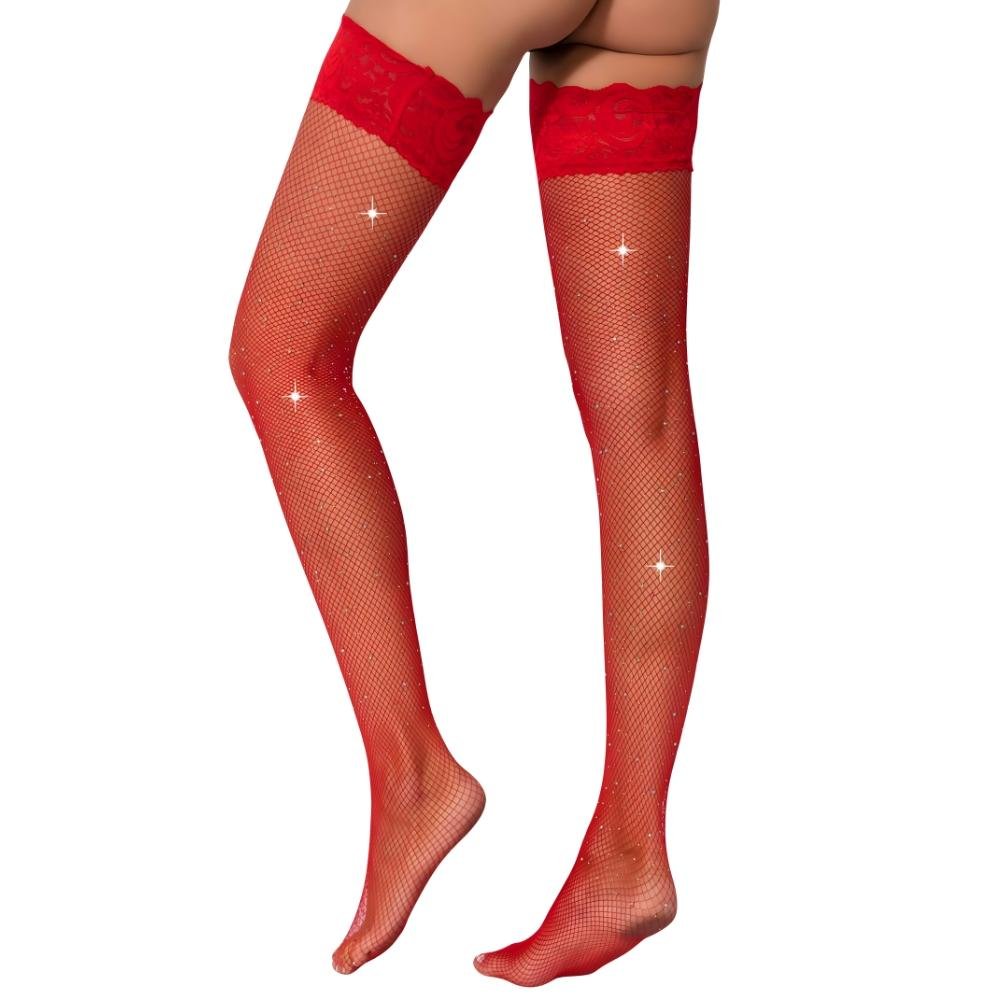 Lace by LJ Fishnet Thigh High Stockings with Rhinestones Lace by LJ Fishnet Thigh High Stockings with Rhinestones - Image 15