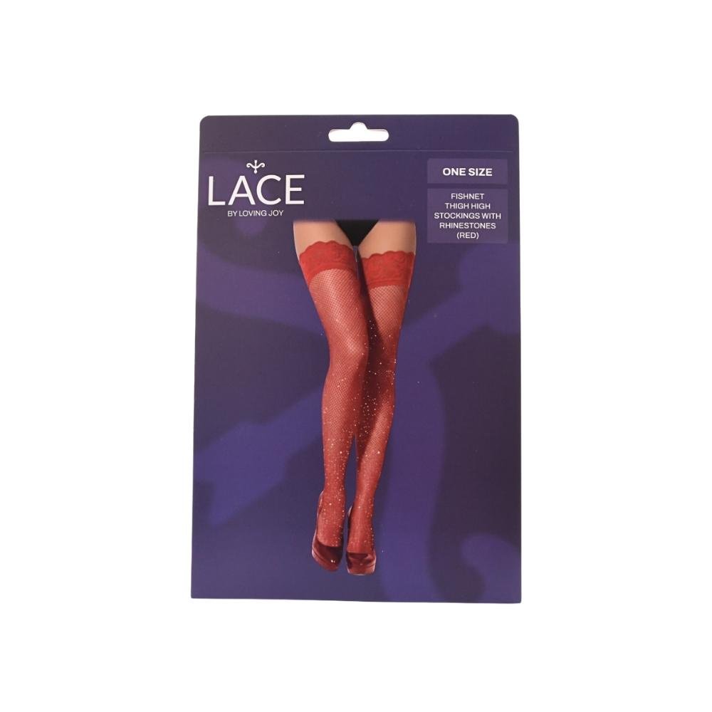 Lace by LJ Fishnet Thigh High Stockings with Rhinestones Lace by LJ Fishnet Thigh High Stockings with Rhinestones - Image 16