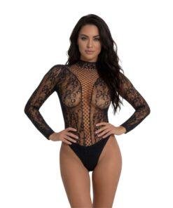 Lace by LJ High Neck Lace Bodysuit Black