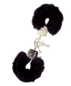 Furry Metal Handcuffs - Black
