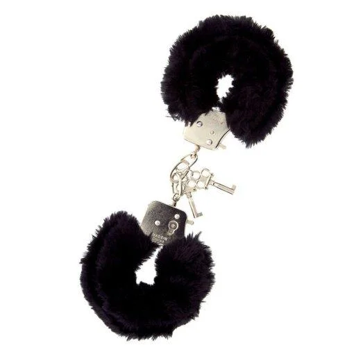 Furry Metal Handcuffs - Black