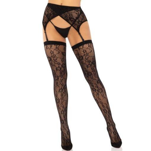 Leg Avenue Lace Stockings and Garter-belt - Black