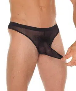 Mens Black G-String With Penis Sleeve