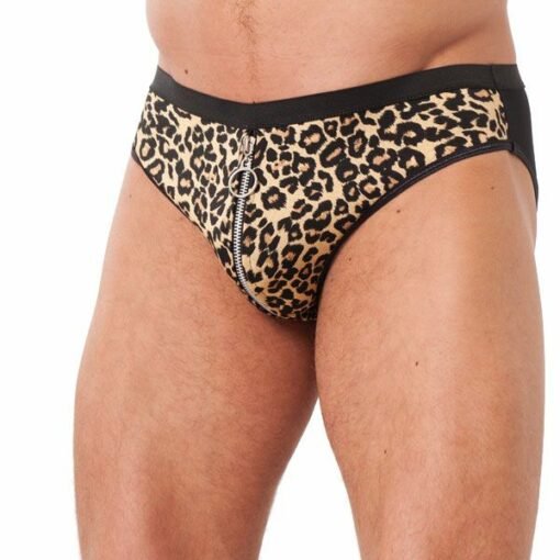 Men-s Animal Print Briefs With Zipper