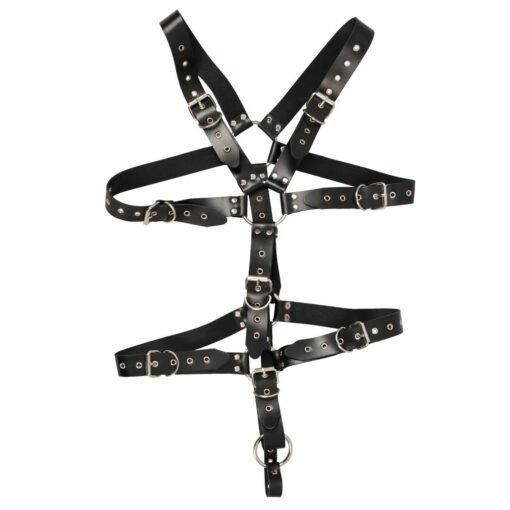 Mens Leather Adjustable Harness With Cock Ring - Image 3