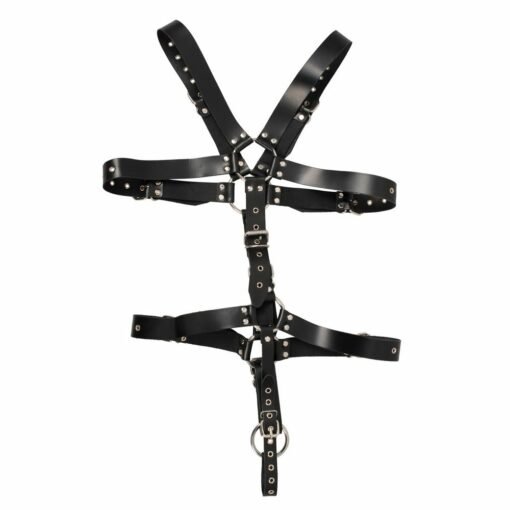 Mens Leather Adjustable Harness With Cock Ring - Image 4