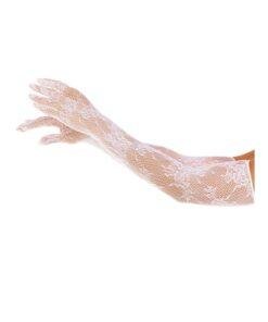 Leg Avenue Opera Floral Gloves - White