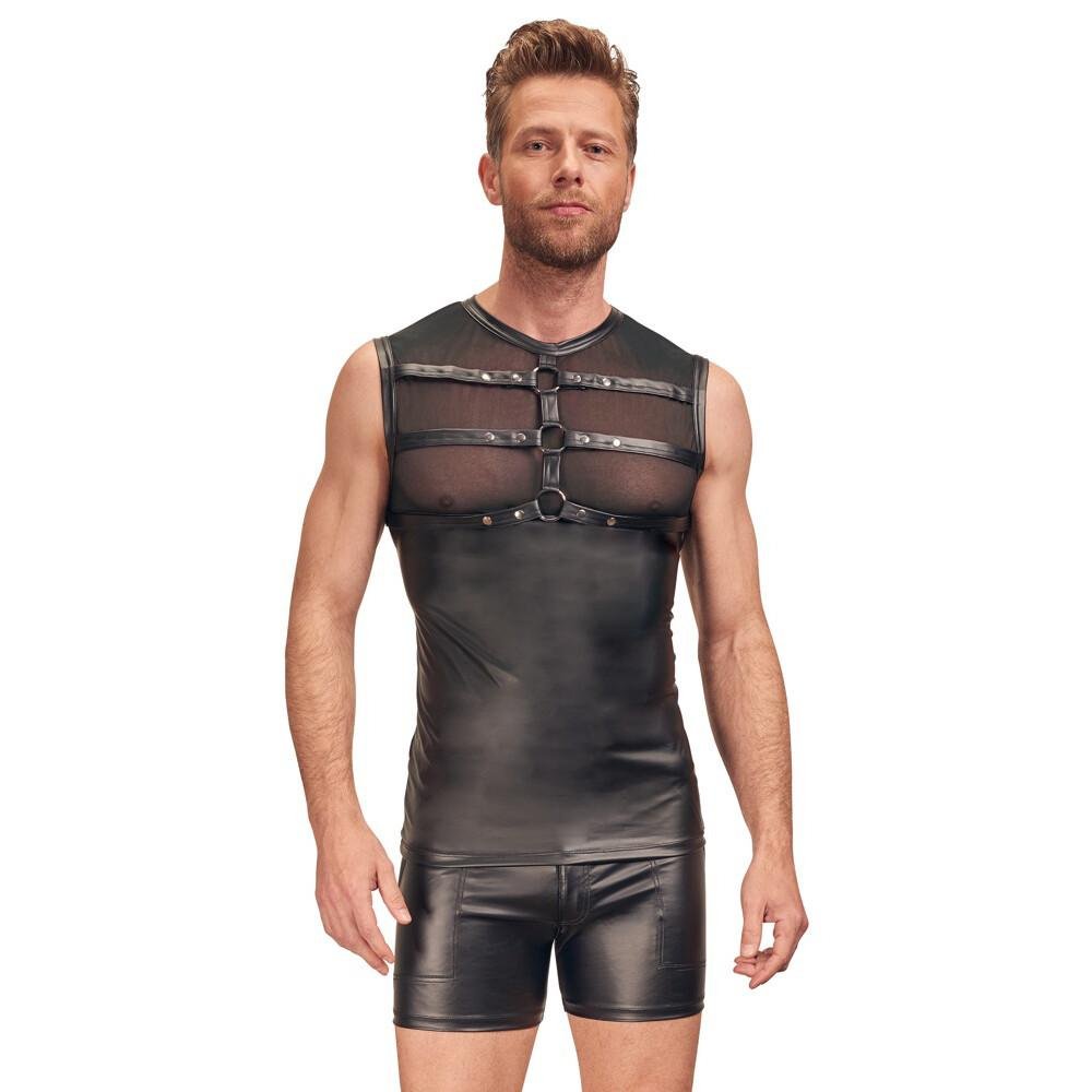 NEK Matte Look Shirt With Chest Harness - Black NEK Matte Look Shirt With Chest Harness - Black