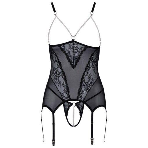 Cupless Lace Basque - Black - Image 4